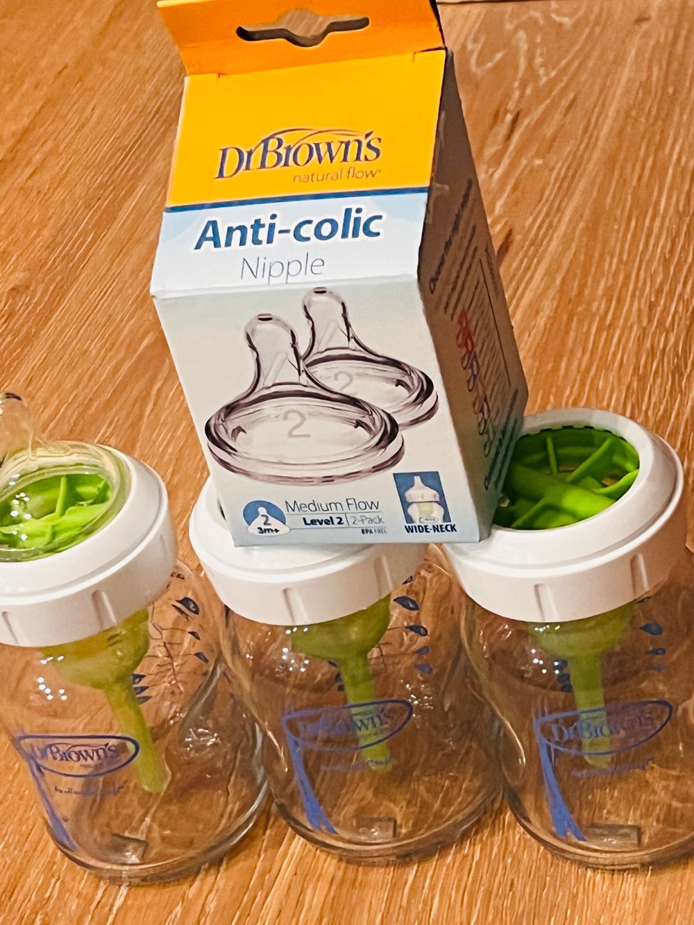 🥛🍼NWT DR. BROWNS GLASS ANTI-COLIC BABY BOTTLES W/NIPPLES🥛🍼